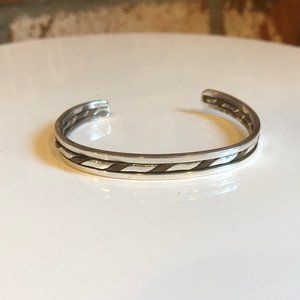Sterling Silver.925 Braided Design Adjustable Cuff